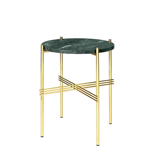 GamFratesi TS Table Ø40 Marble green/brass