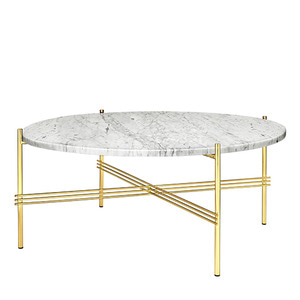 GamFratesi TS Table Ø80 Marble White/brass