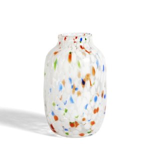 Splash Vase Round L  White Dot