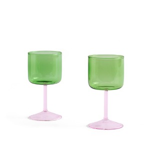 Tint Wine Glass Set of 2 틴트 와인 글래스 2개 한세트 그린&amp;핑크